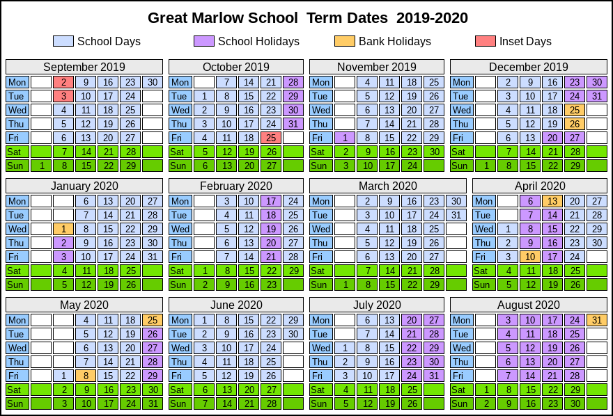 Term Dates Great Marlow School Website